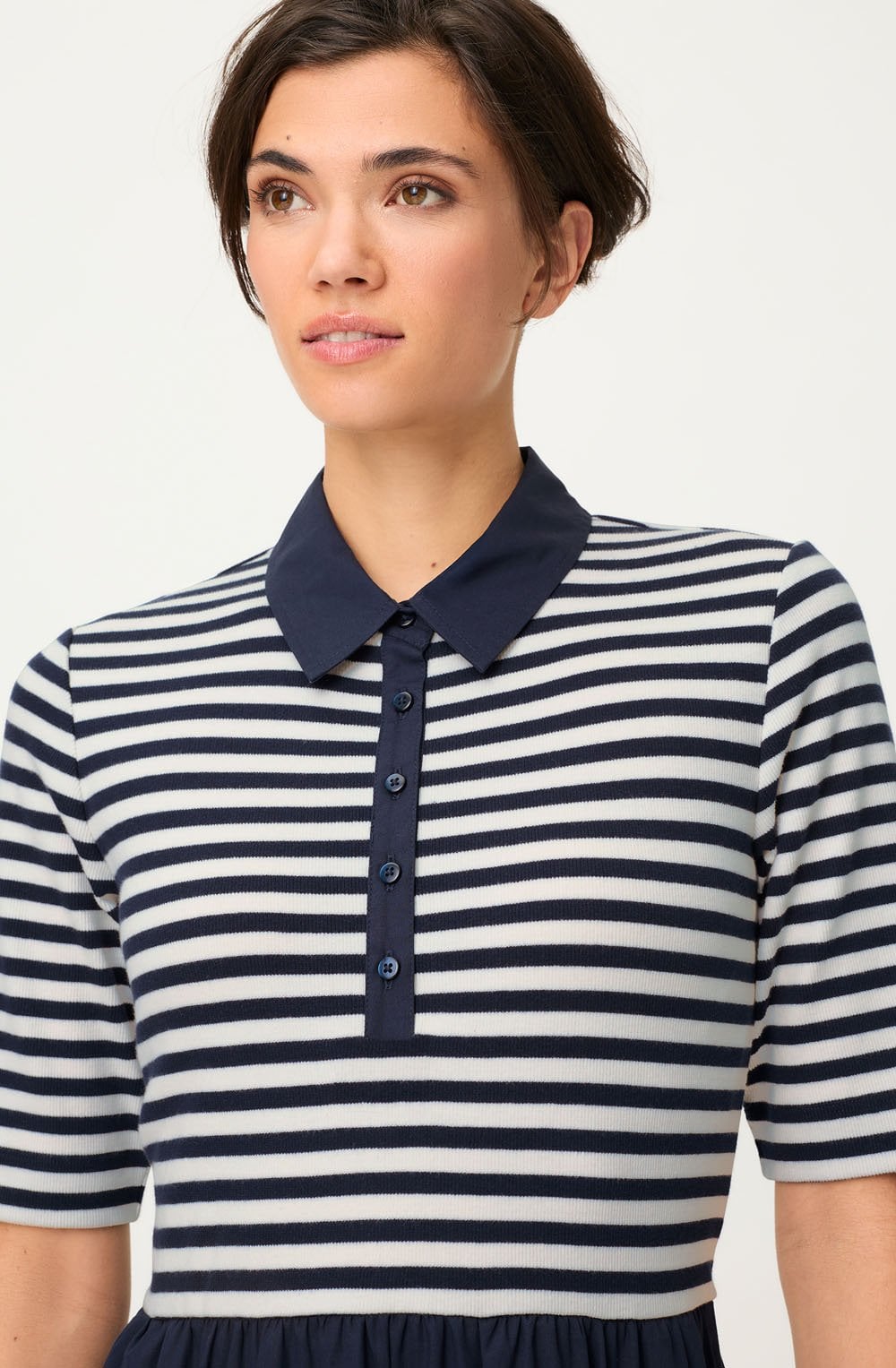 Ink Blue Striped T Shirt Style Dress