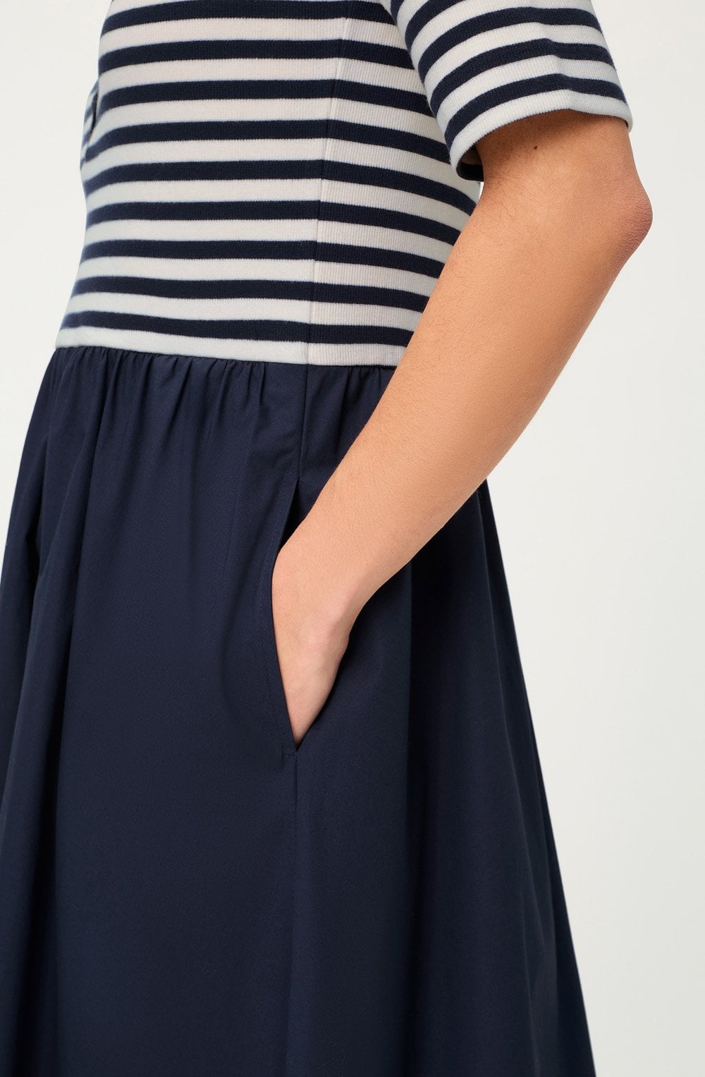 Ink Blue Striped T Shirt Style Dress