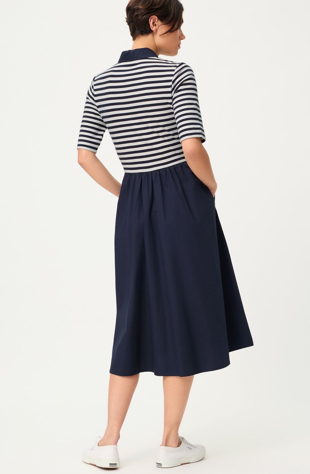 Ink Blue Striped T Shirt Style Dress