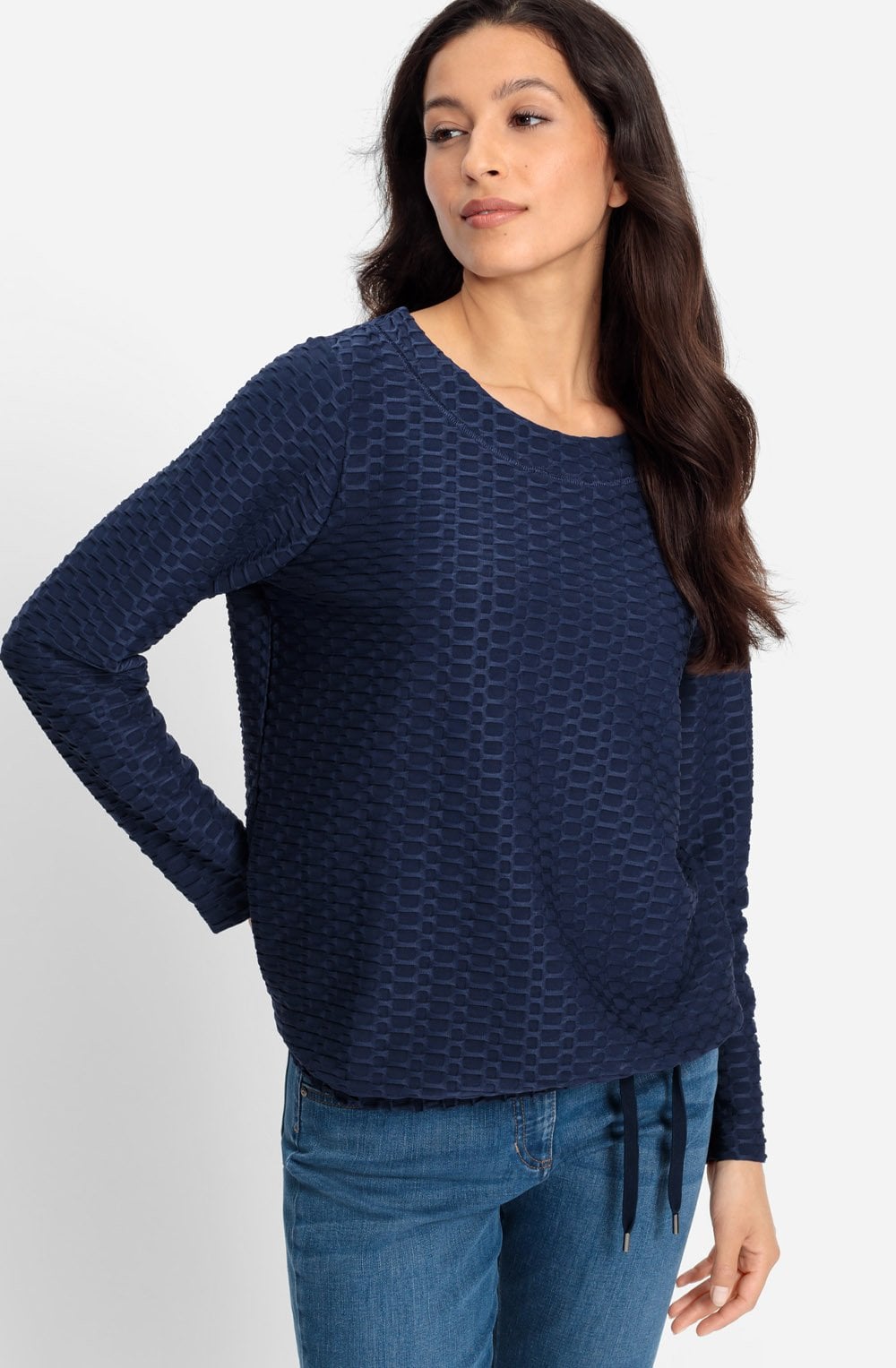 Ink Blue Textured Jersey Clara Top
