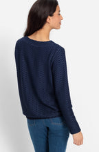 Ink Blue Textured Jersey Clara Top