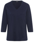 Ink Blue Textured Jersey V Neck Hannah Top