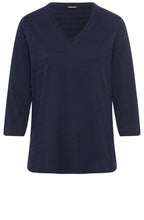 Ink Blue Textured Jersey V Neck Hannah Top