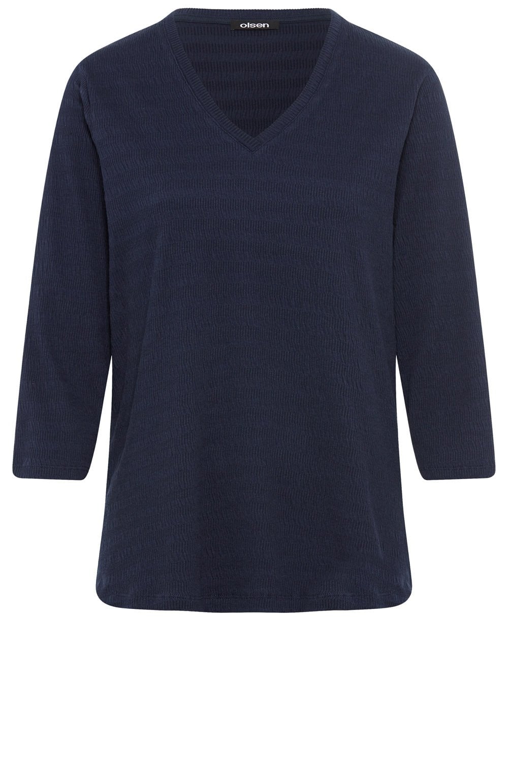 Ink Blue Textured Jersey V Neck Hannah Top