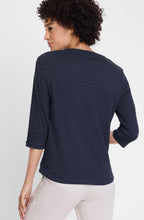 Ink Blue Textured Jersey V Neck Hannah Top