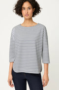 Ink Blue Textured Stripe Jersey Cora Top