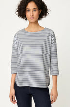 Ink Blue Textured Stripe Jersey Cora Top