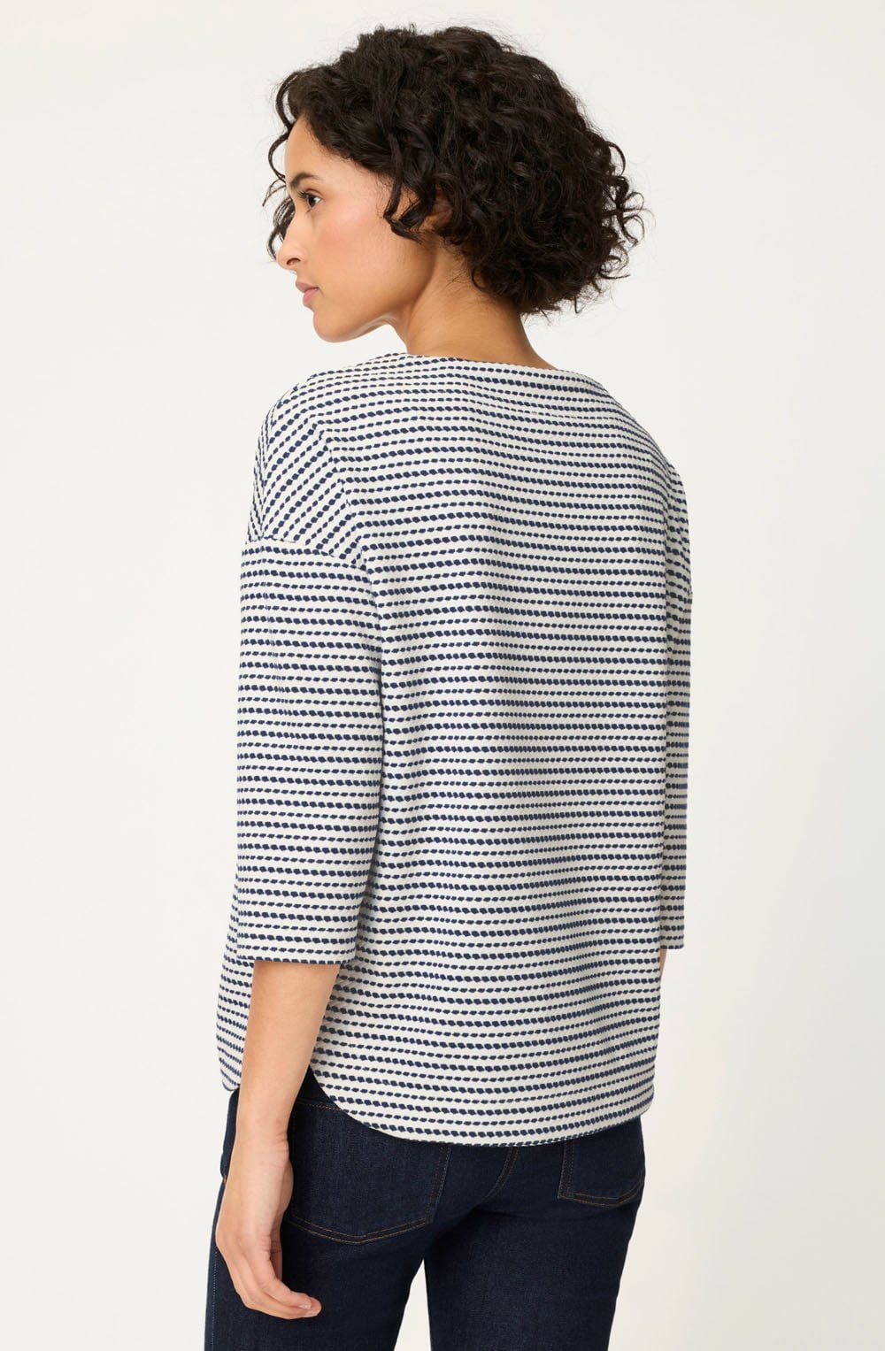 Ink Blue Textured Stripe Jersey Cora Top