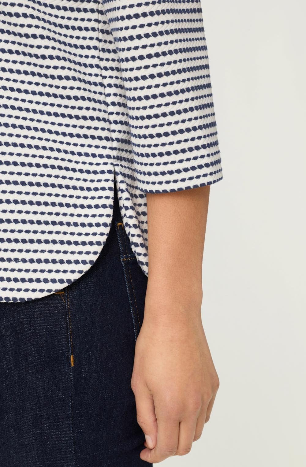 Ink Blue Textured Stripe Jersey Cora Top