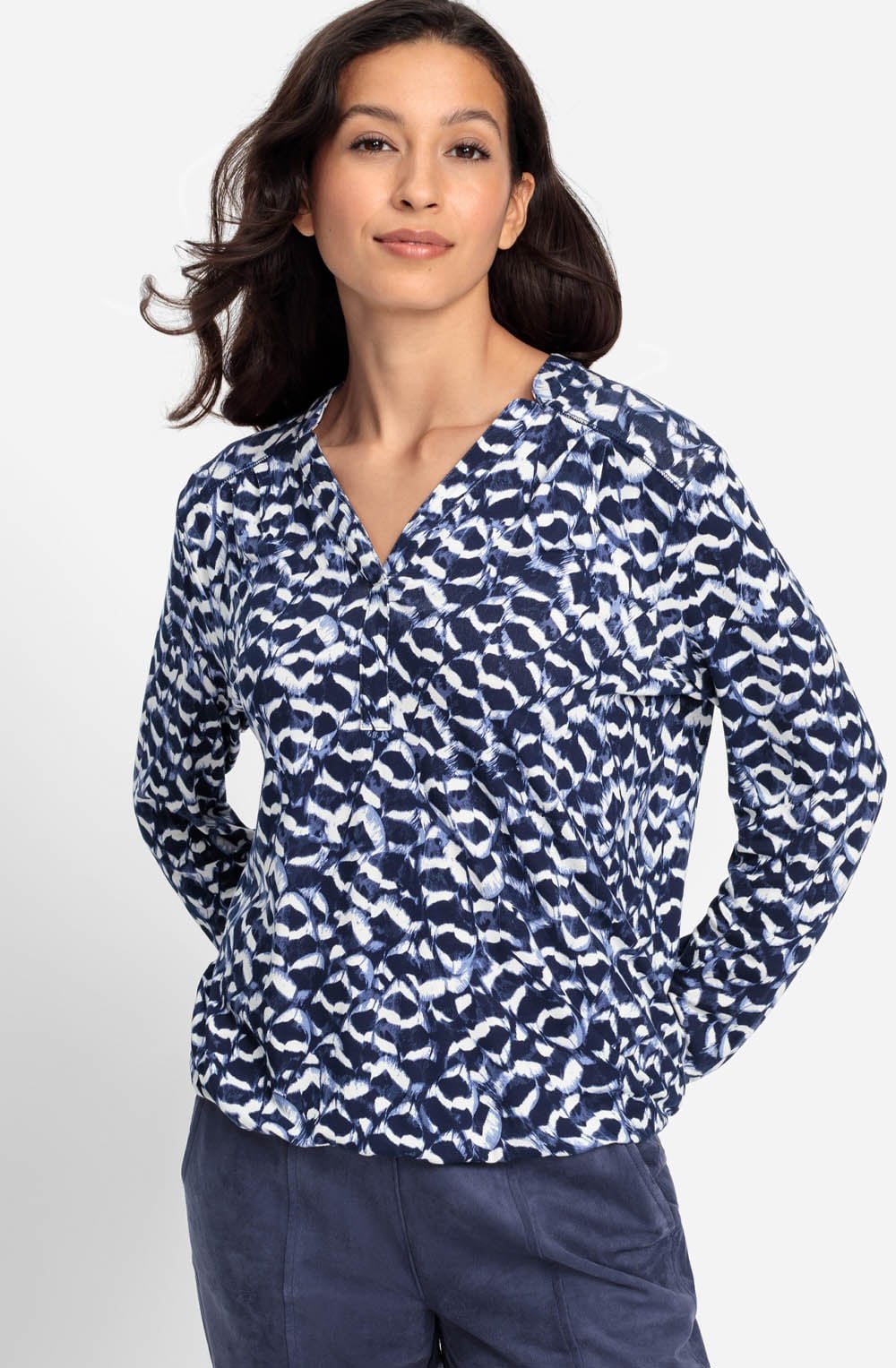 Ink Blue V Neck Clara Top