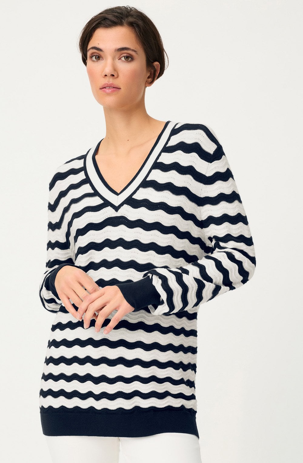 Ink Blue Wavy Striped Henny Jumper