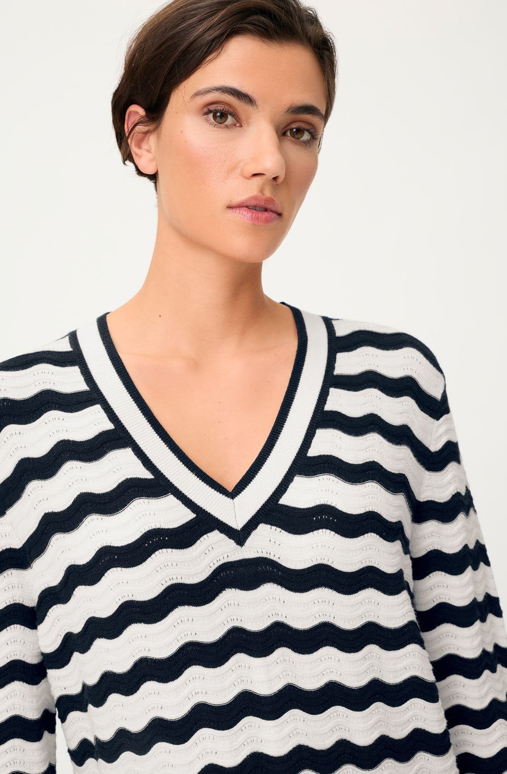 Ink Blue Wavy Striped Henny Jumper
