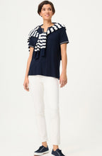 Ink Blue White Striped V Neck Hannah T Shirt