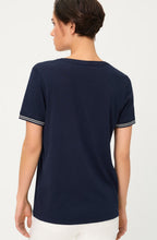 Ink Blue White Striped V Neck Hannah T Shirt