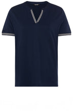 Ink Blue White Striped V Neck Hannah T Shirt