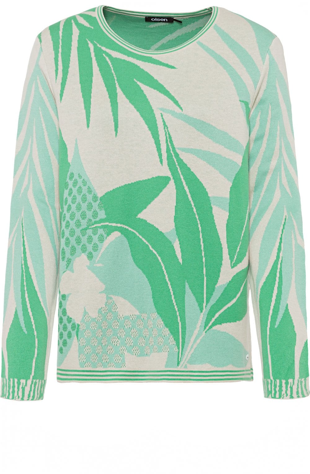 Jade Green Leaf Print Jumper