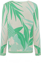 Jade Green Leaf Print Jumper