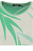 Jade Green Leaf Print Jumper