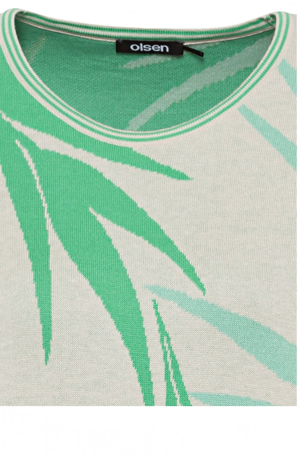 Jade Green Leaf Print Jumper
