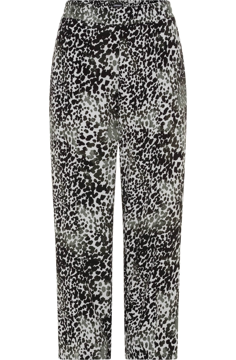 Jungle Khaki All Over Print Cropped Trousers