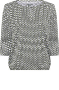 Jungle Khaki and White Abstract Print Clara Top