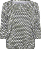 Jungle Khaki and White Abstract Print Clara Top