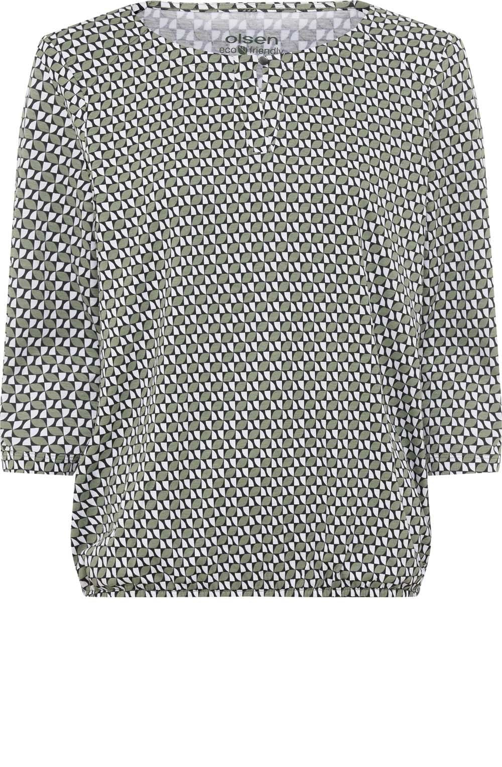 Jungle Khaki and White Abstract Print Clara Top