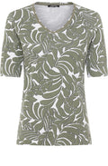 Jungle Khaki Leaf Print Edda T Shirt