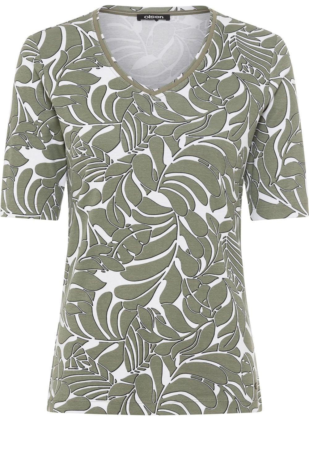 Jungle Khaki Leaf Print Edda T Shirt