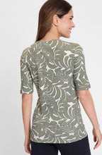 Jungle Khaki Leaf Print Edda T Shirt