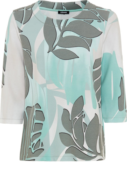 Jungle Khaki Leaf Print Henny Top