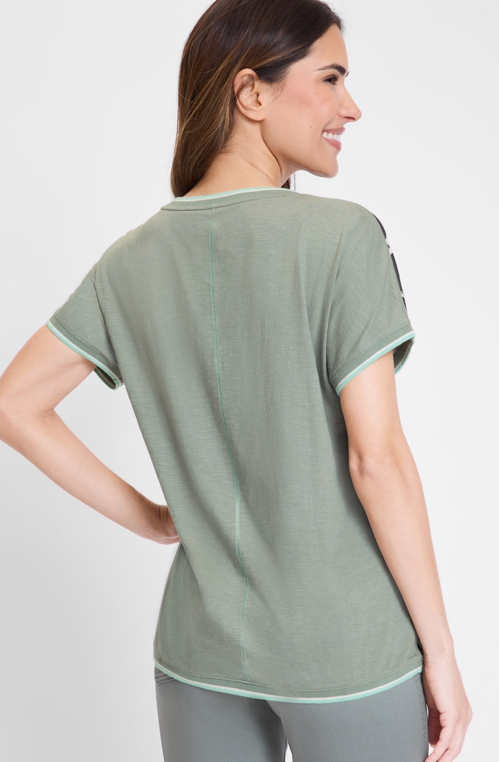 Jungle Khaki Leaf Print Relaxed Cosima T Shirt