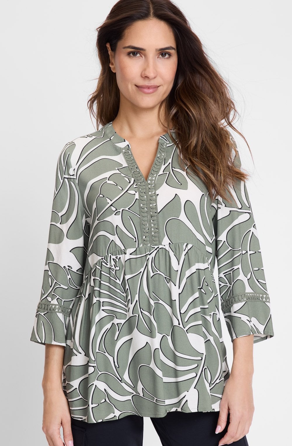 Jungle Khaki Leaf Print Tunic