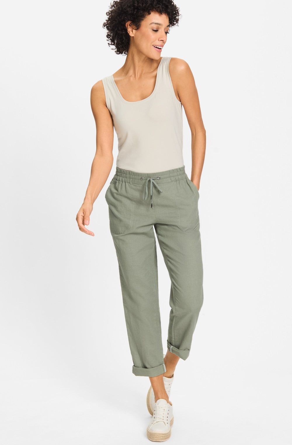 Jungle Khaki Linen Lisa Trousers