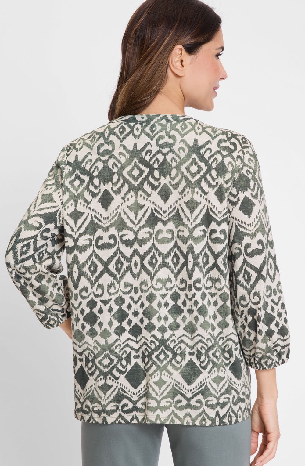 Jungle Khaki Tunic Neck Amy Top