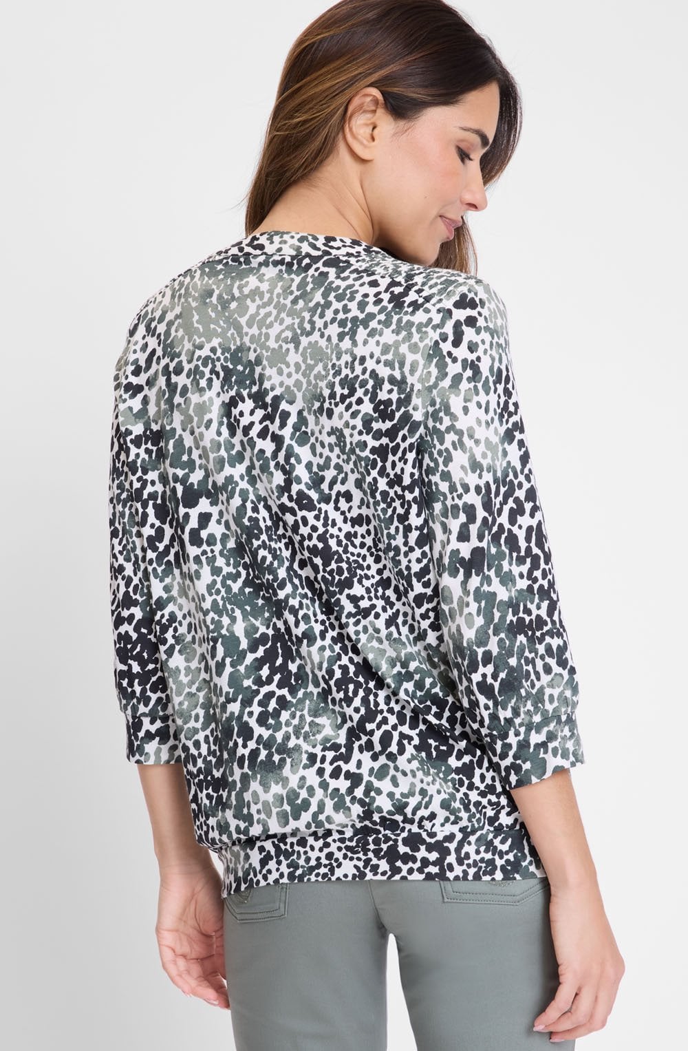 Jungle Khaki V Neck Clara Top