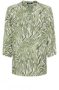 Khaki and Lime Animal Print Blouse