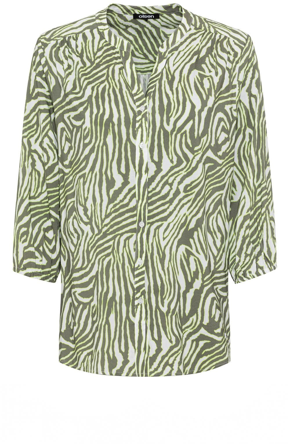 Khaki and Lime Animal Print Blouse