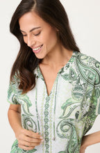 Khaki and Lime Hand Tie Neck Cosima Top