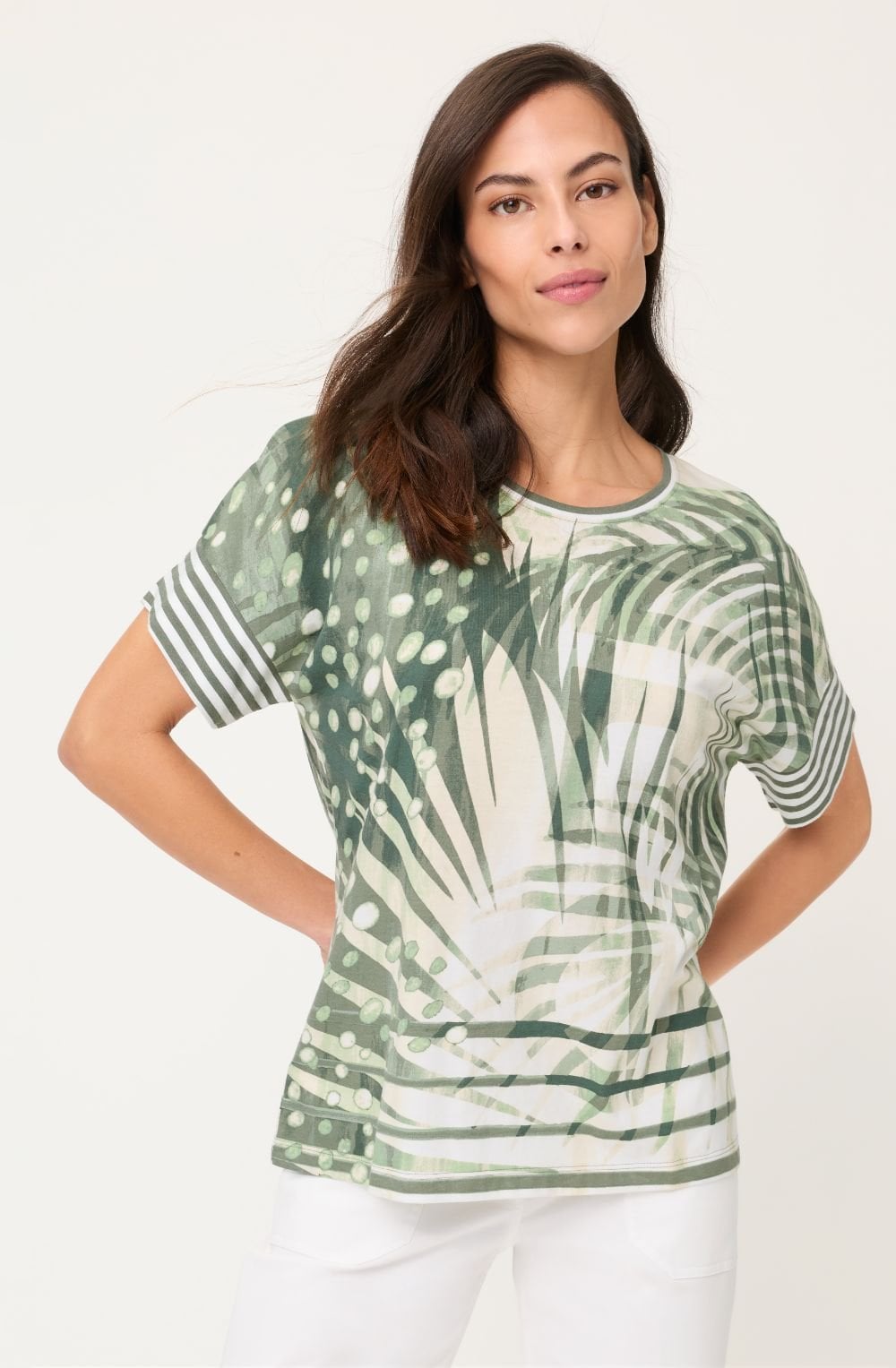 Khaki and Silver Shimmer Cosima Relaxed T-Shirt