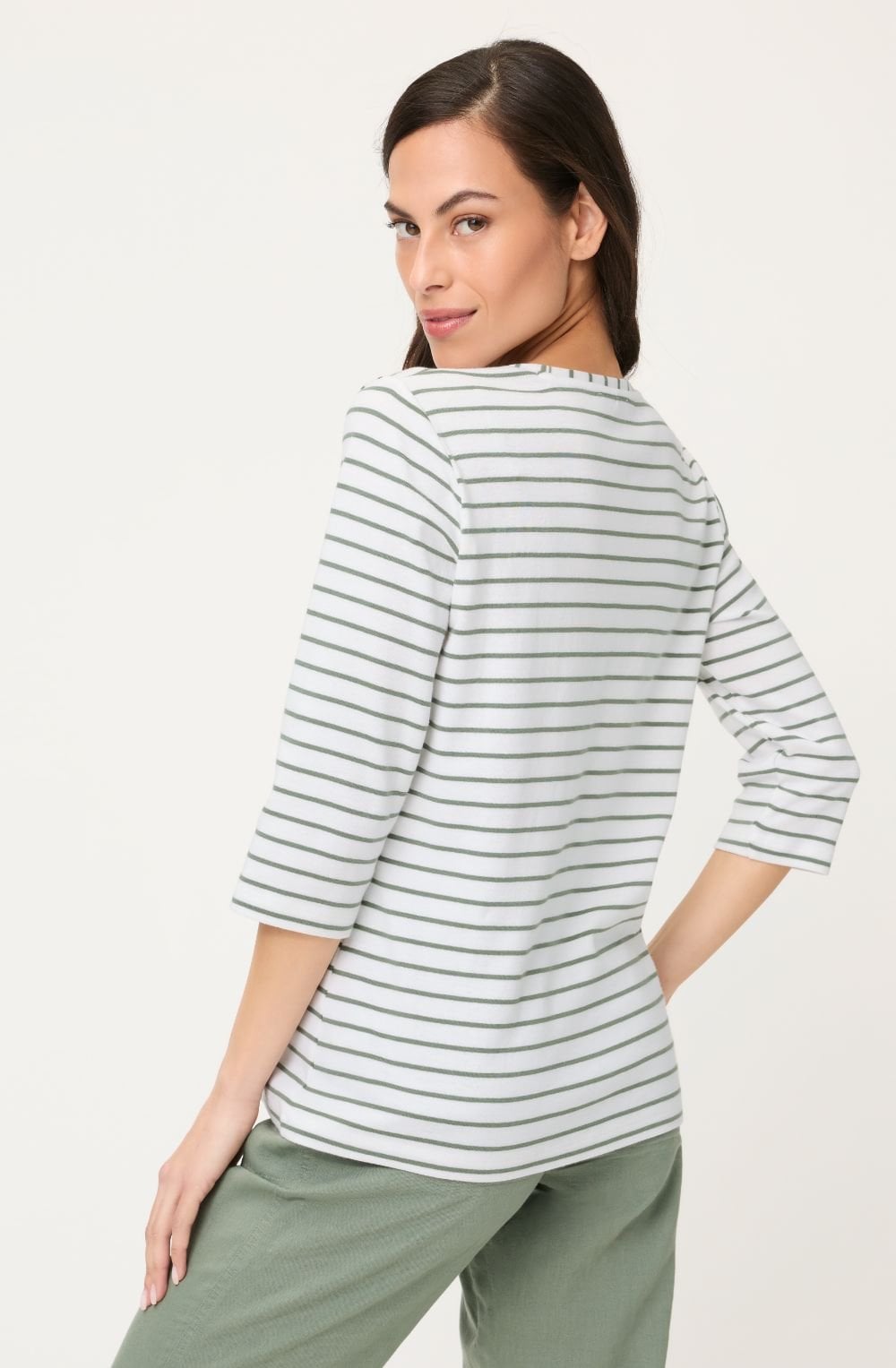 Khaki and White Stripe Hananh Top