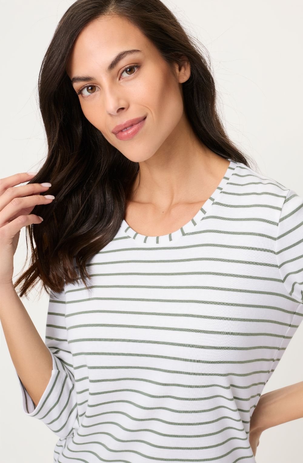 Khaki and White Stripe Hananh Top