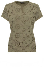 Khaki Broderie Anglaise T Shirt