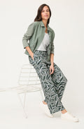 Khaki Floral Print Cropped Anna Trousers