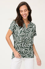 Khaki Floral Print Tunic Neck Cosima Top