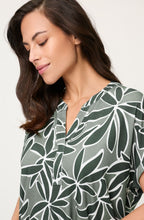 Khaki Floral Print Tunic Neck Cosima Top