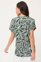 Khaki Floral Print Tunic Neck Cosima Top
