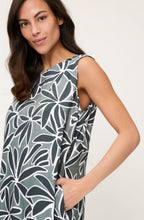 Khaki Leaf Print Sleeveless Dress