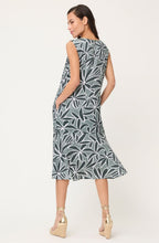 Khaki Leaf Print Sleeveless Dress