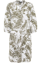 Khaki Leaf Straight Cut Shirt Dress